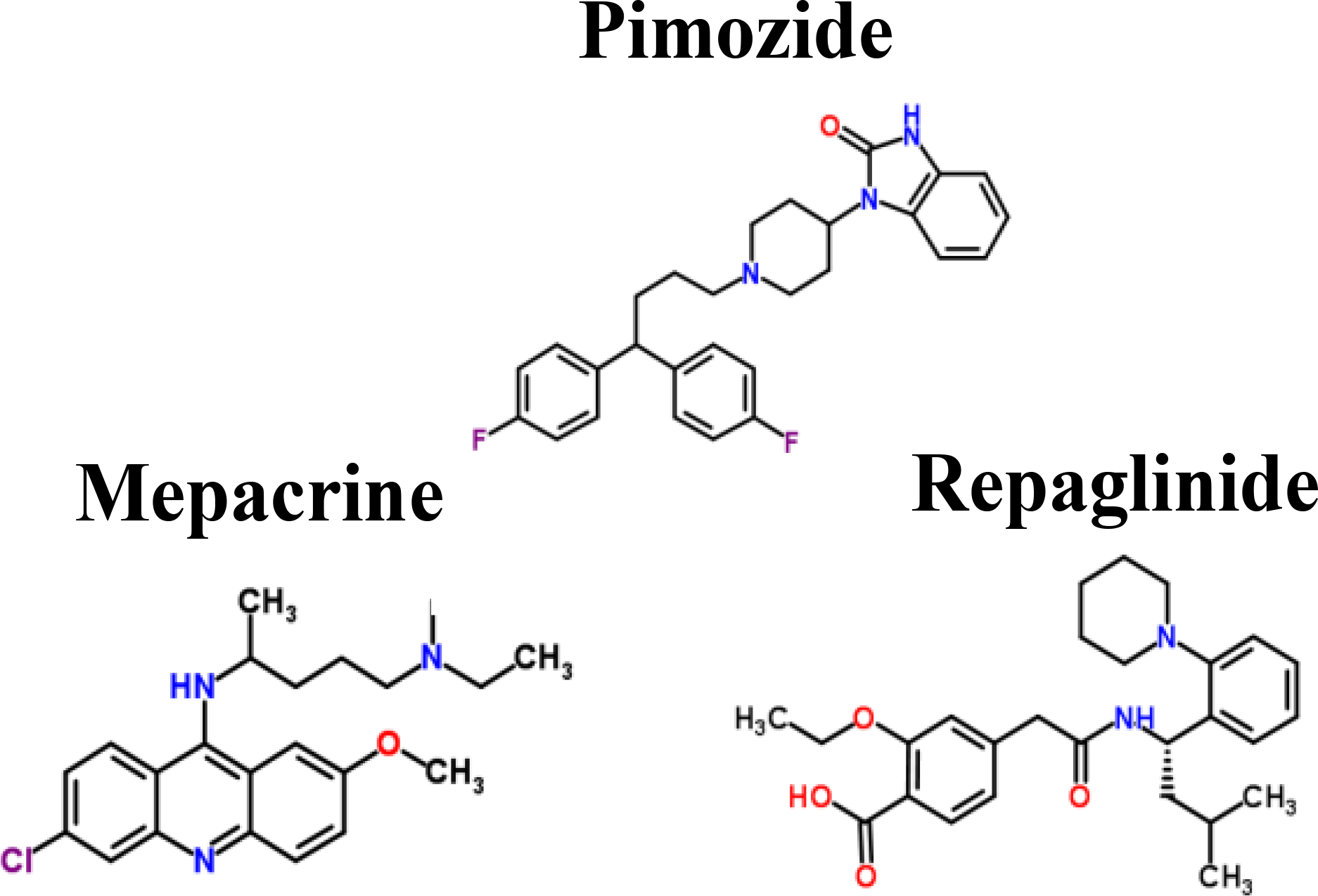Chemical structures of multiple-molecule drug