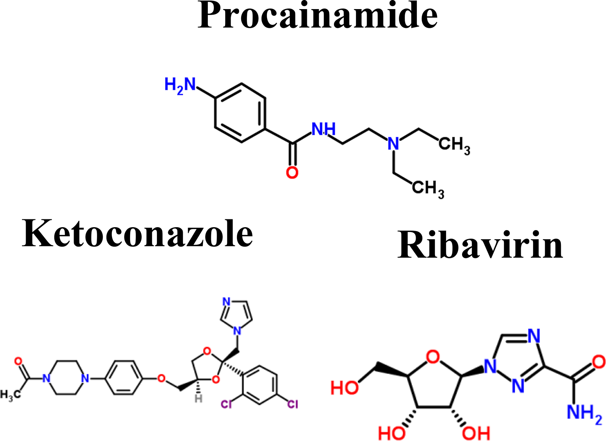 Chemical structures of multiple-molecule drug