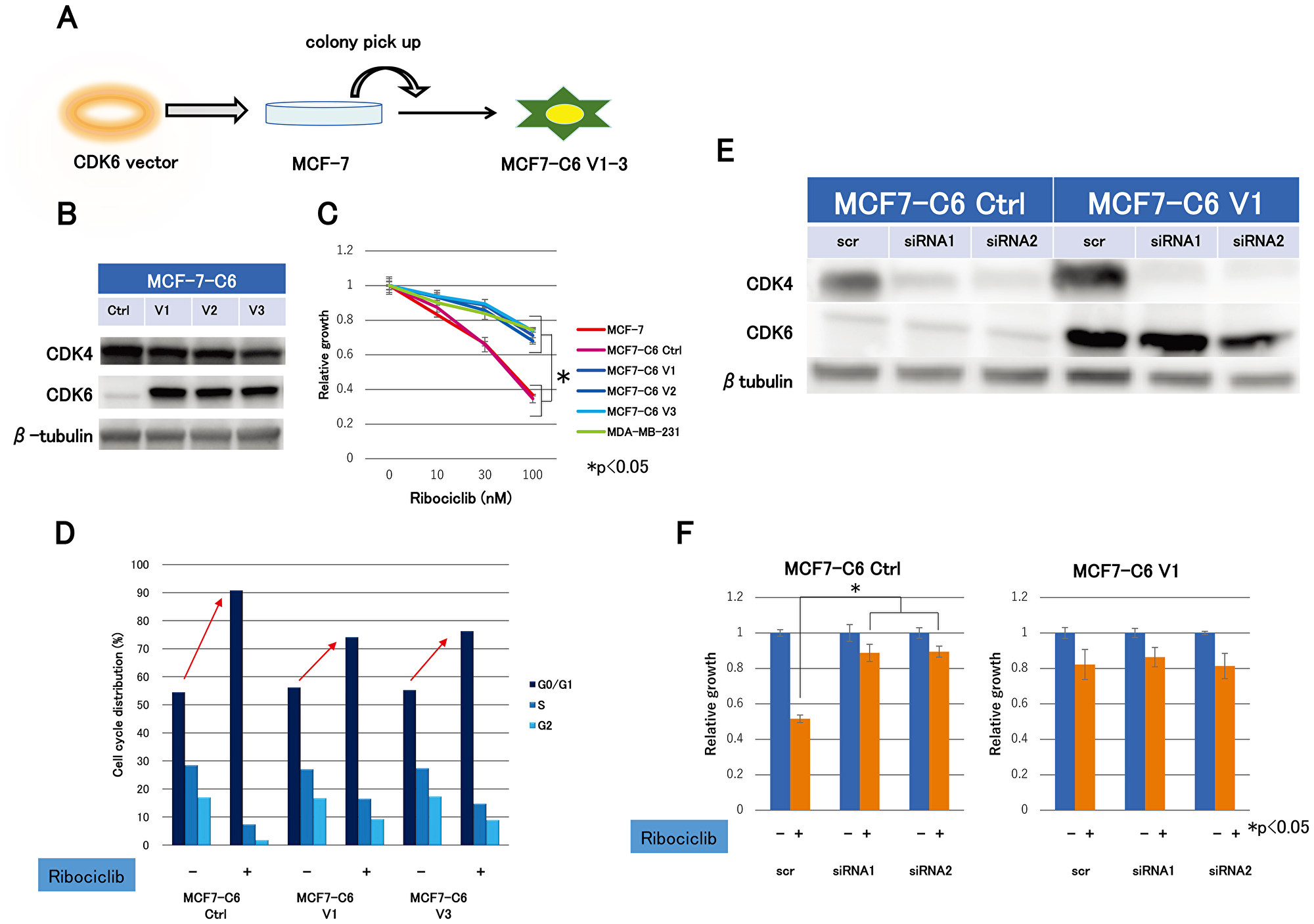 Expression levels of CDK4- and CDK6-producing effect to ribociclib sensitivity.