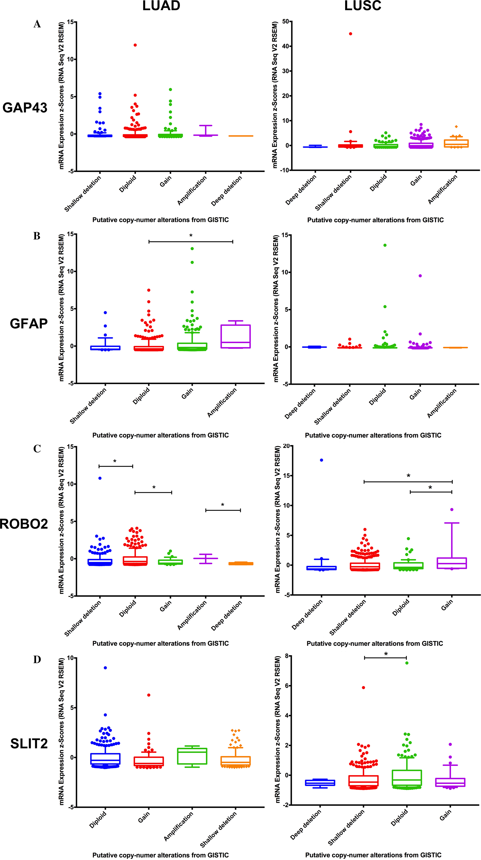 Correlation of copy number variation and expression of
