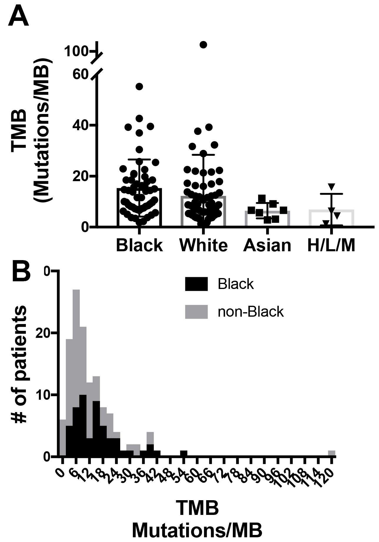 Distribution of tumor mutational burden