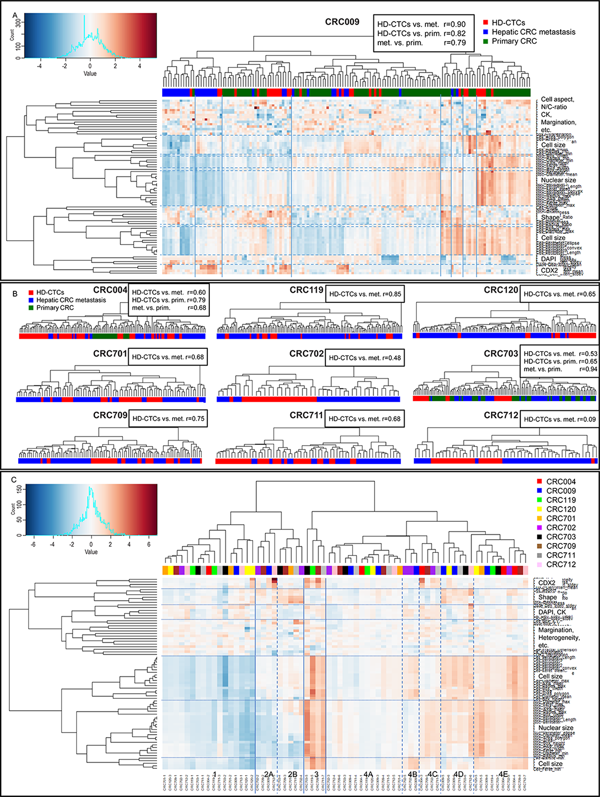 Hierarchical clustering and concordance analysis of liquid and solid biopsy cells