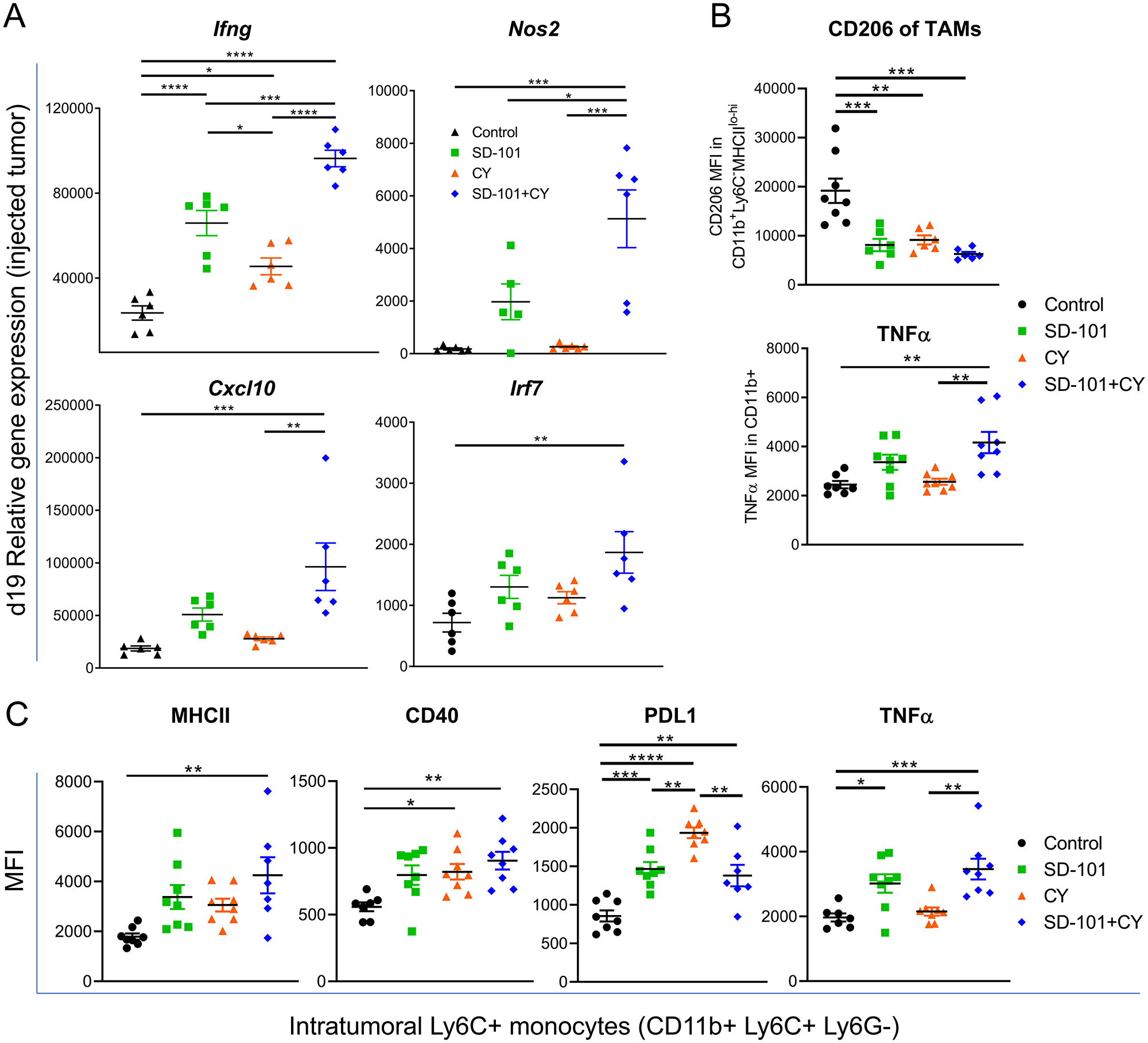 Combination therapy activates monocytes and shifts toward M1 macrophage development