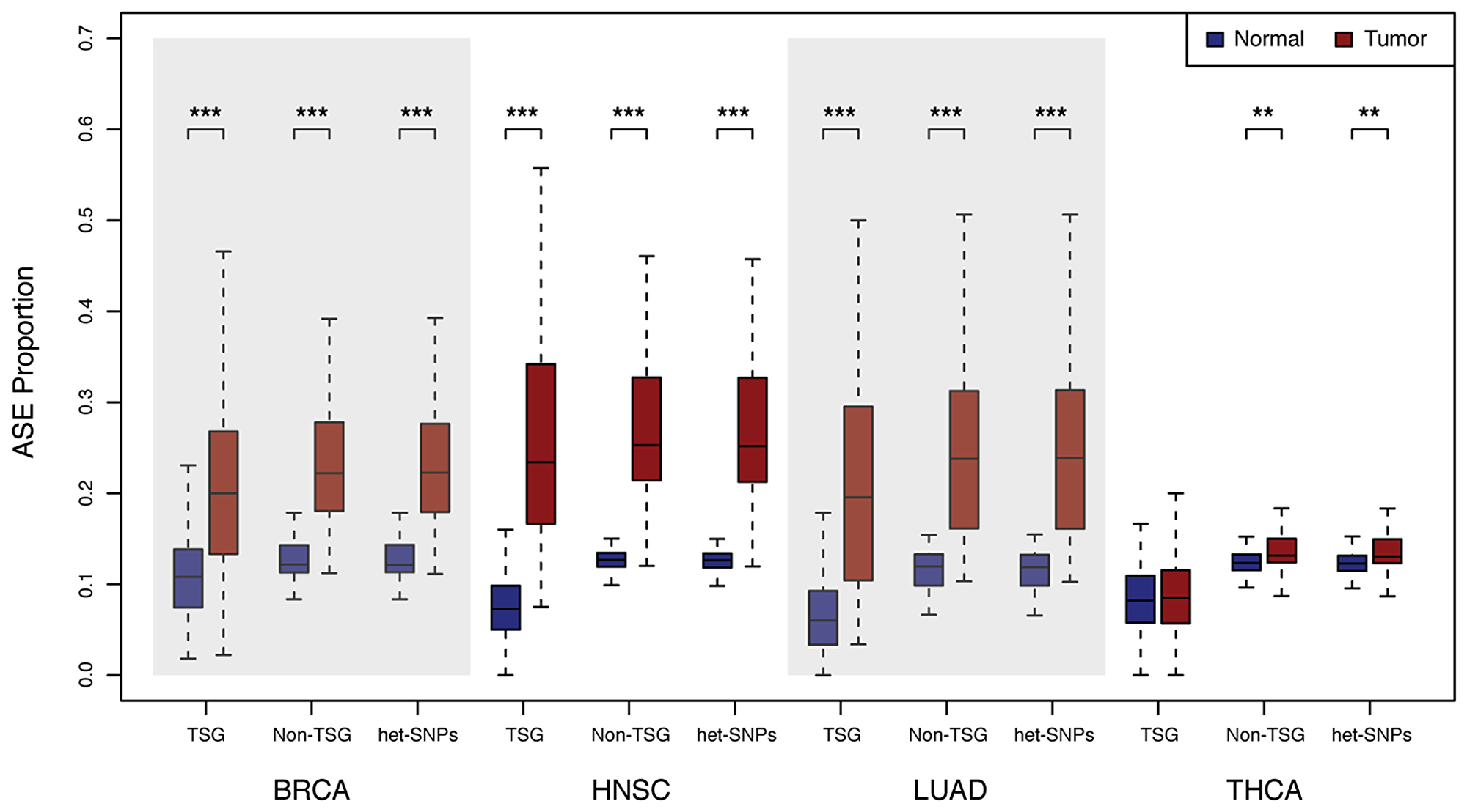 Distribution of the proportion of ASE loci