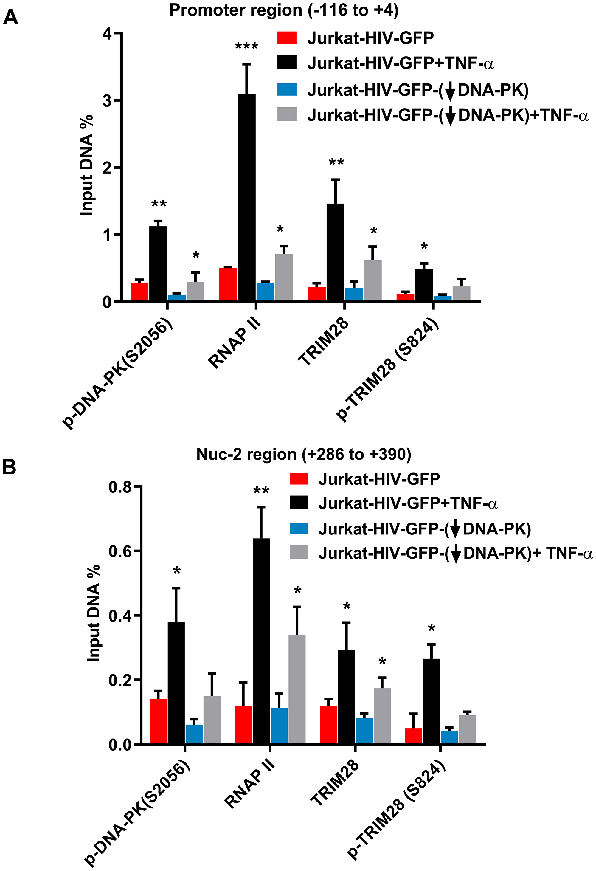 DNA-PK facilitates TRIM28 recruitment at HIV LTR