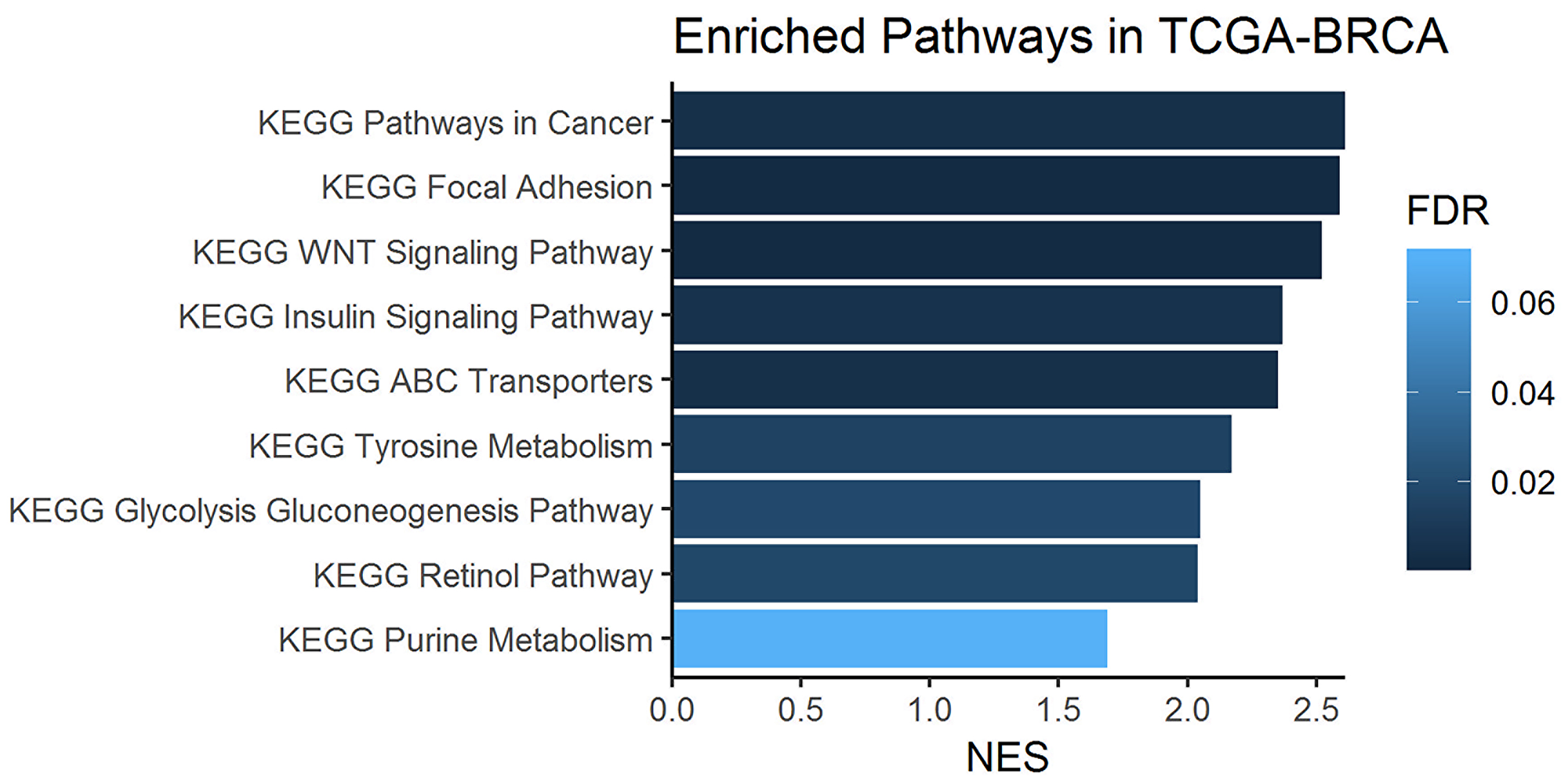 Enriched one-carbon related pathways in breast cancer samples from the KEGG database