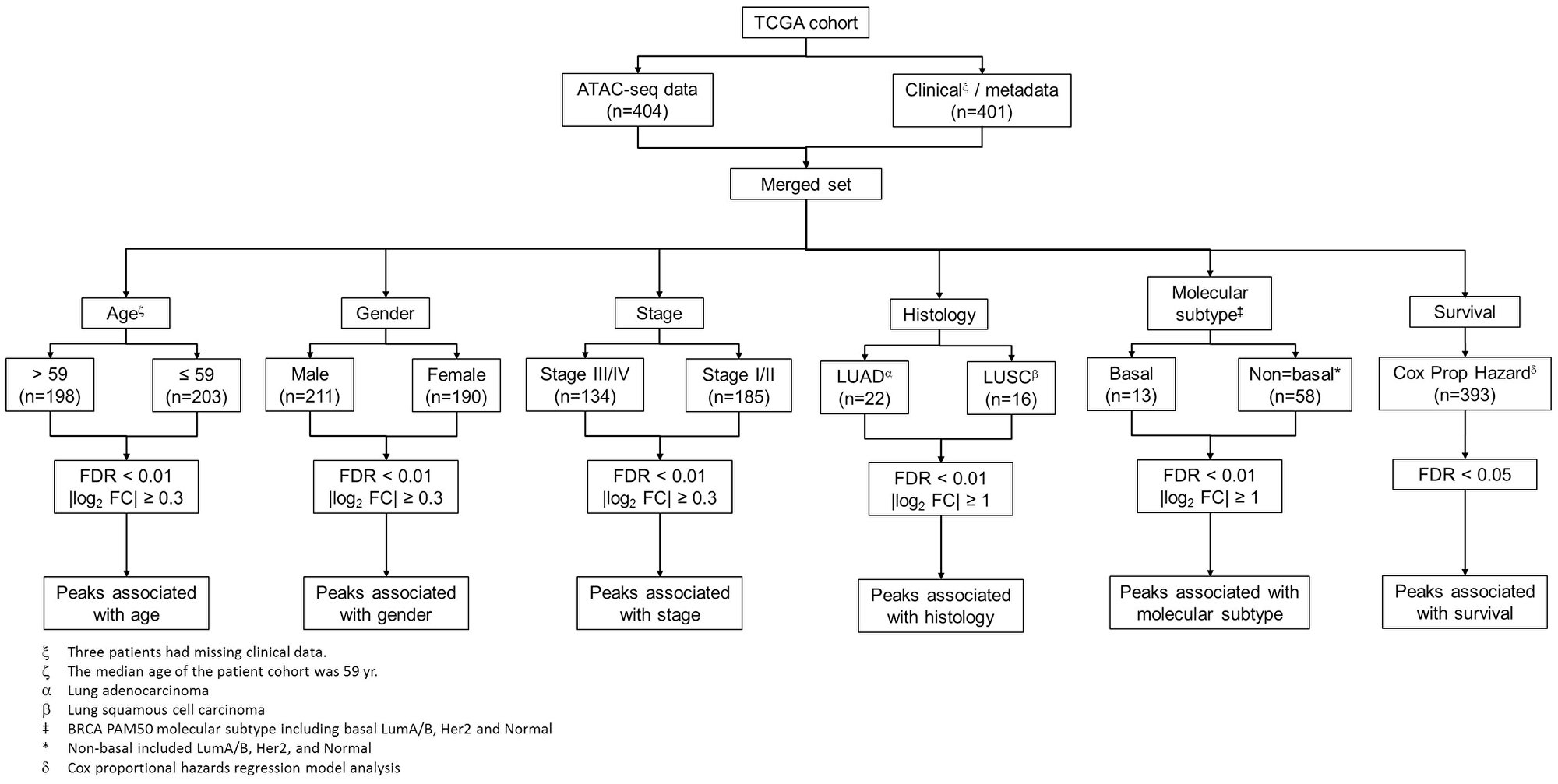 Identification of clinically-associated peaks in the promoter regions