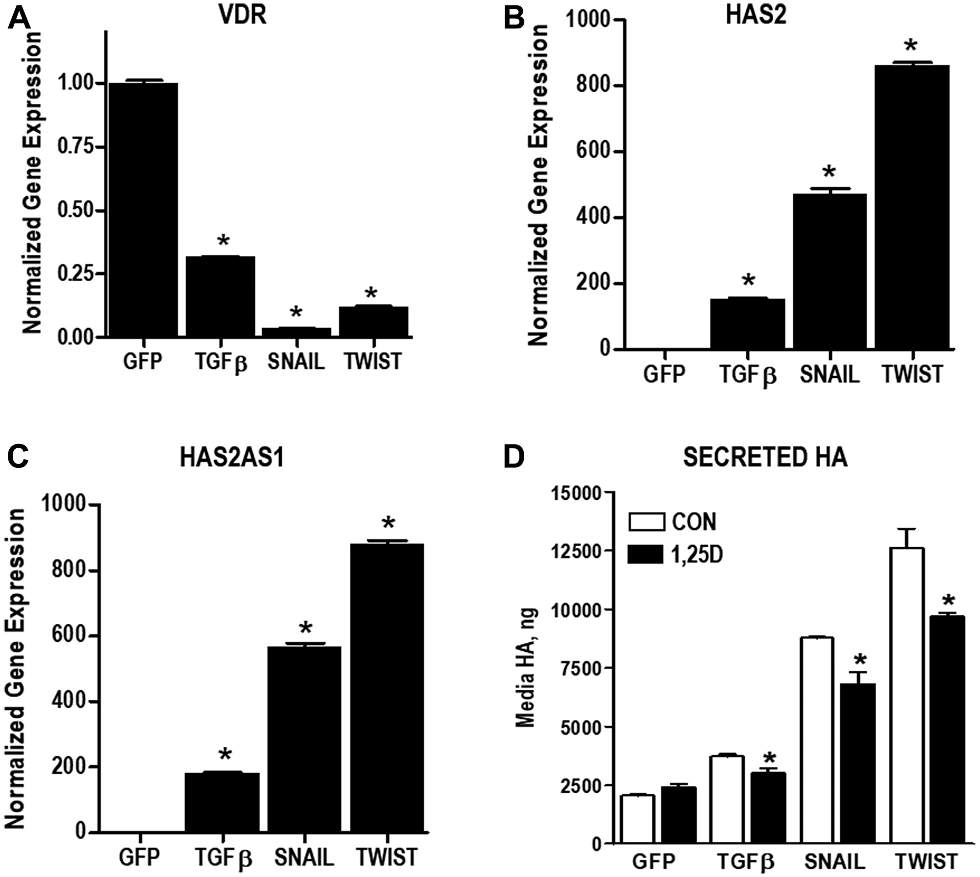 Changes in VDR and HA pathway during EMT