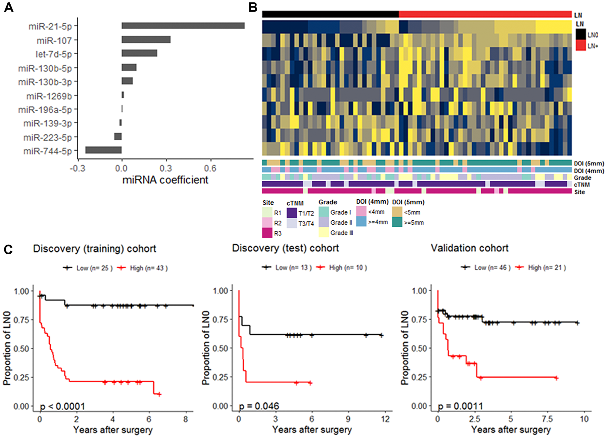 miRNA-based nodal-disease free (NFS) survival prognostic model