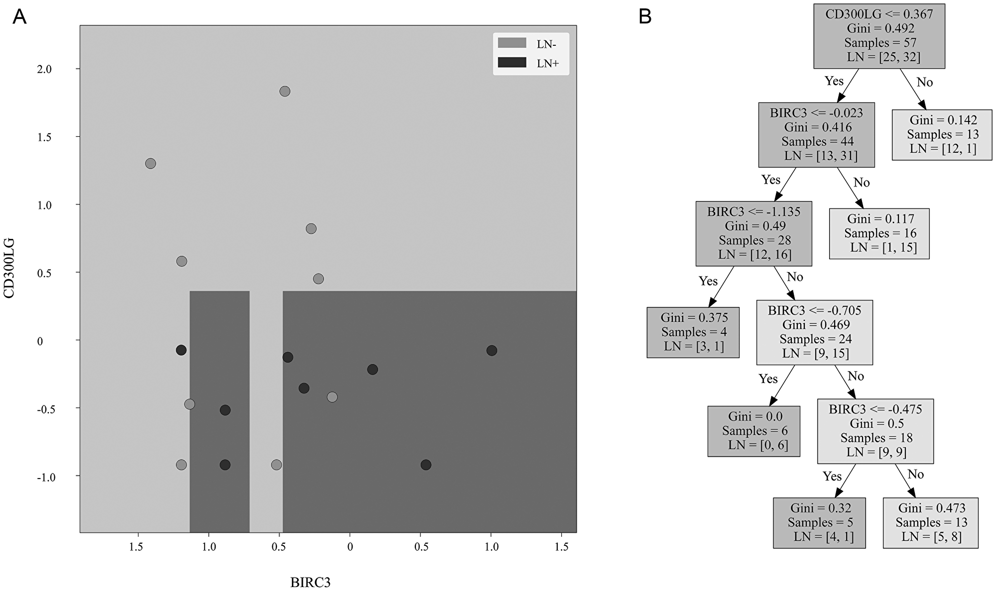 Decision surface and decision tree