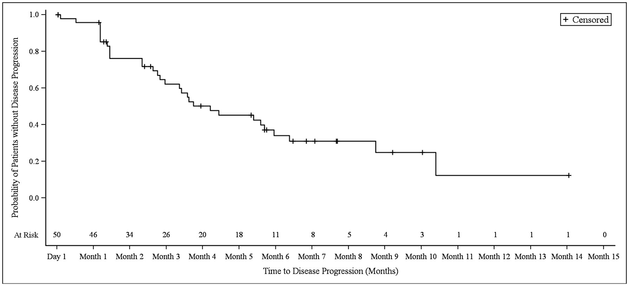 Kaplan–Meier plot of progression-free survival in biliary tract cancer patients