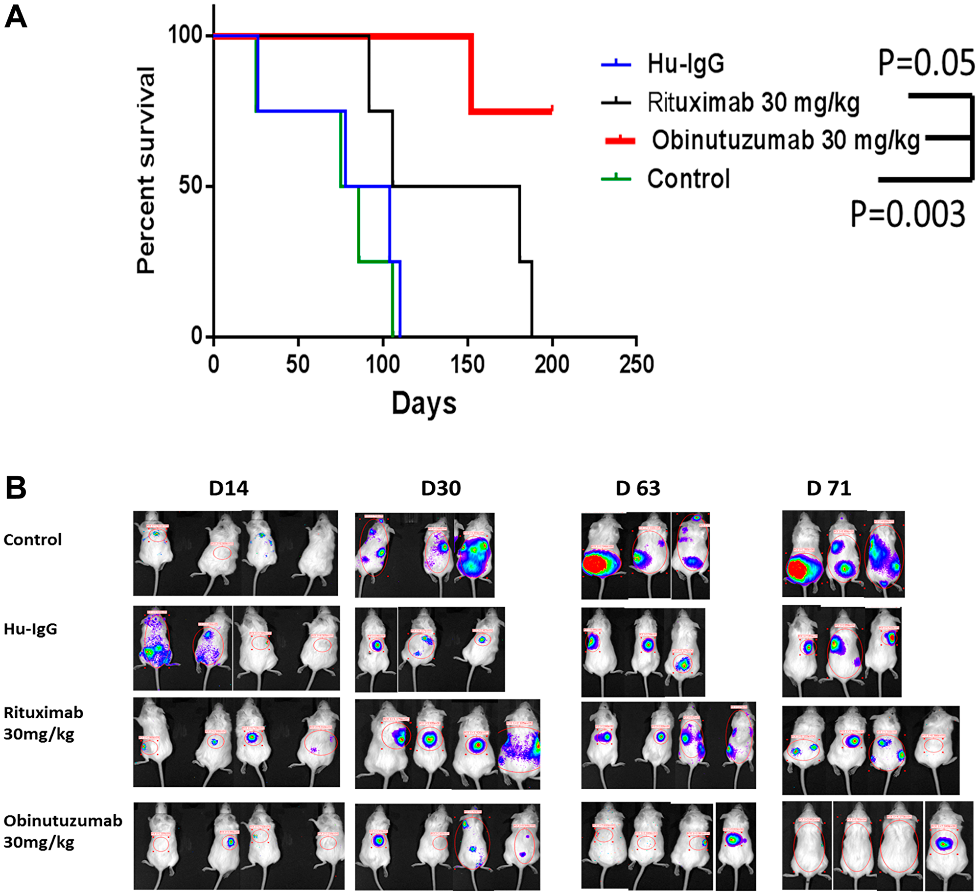 Effect of Obinutuzumab vs. Rituximab in PMBL NSG xenograft in-vivo