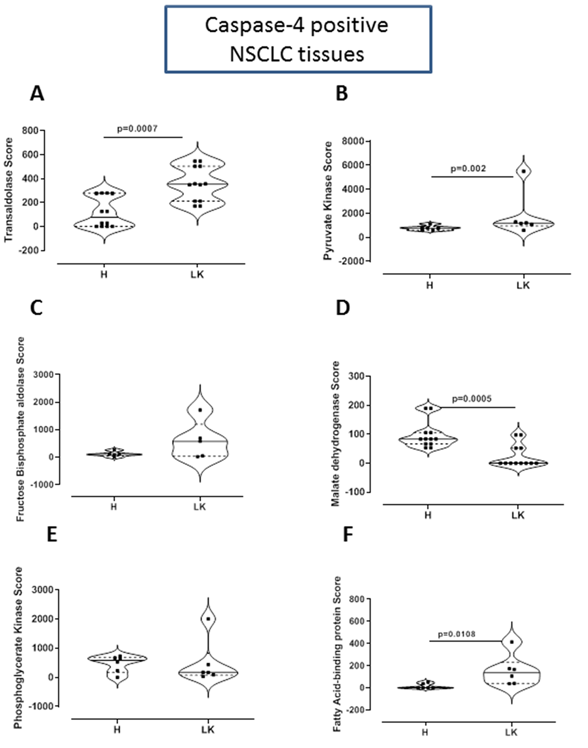 Proteomic profile of caspase-4 positive NSCLC tissues