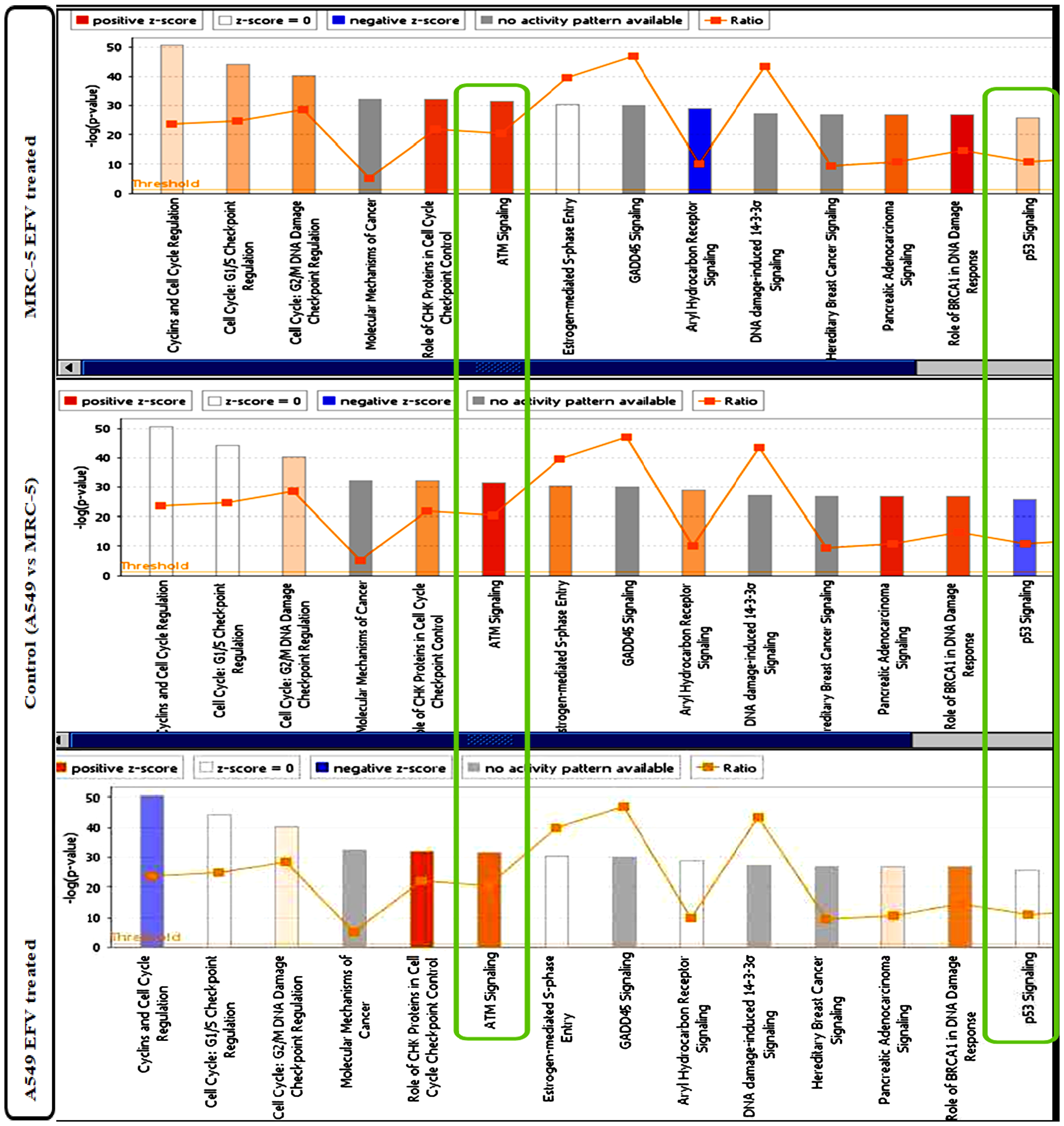 IPA Canonical Pathway analysis of differentially expressed genes in EFV treated vs control cells