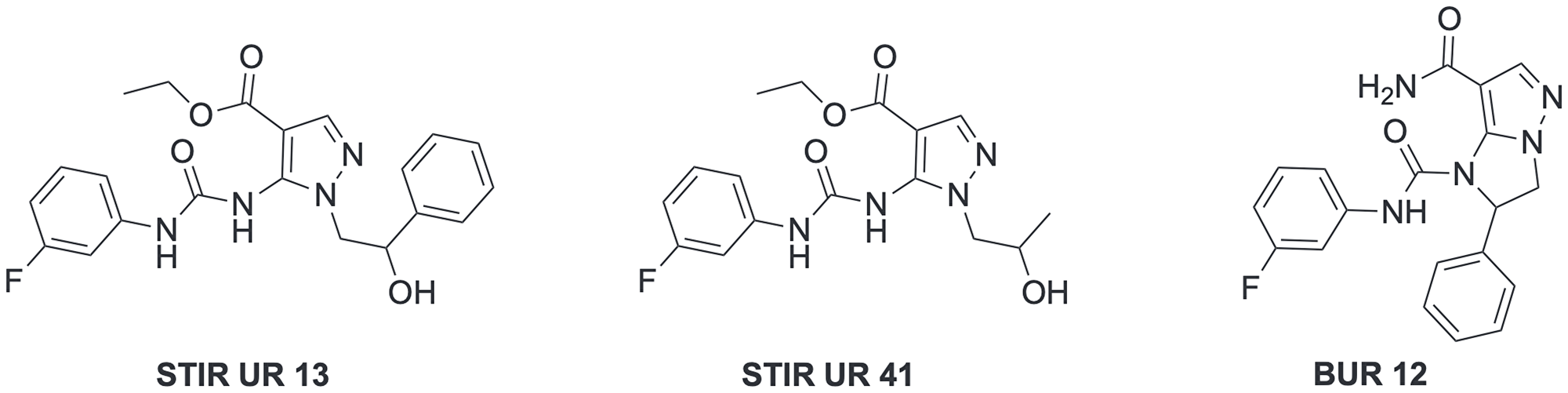 Chemical structure of STIRUR 13, STIRUR 41 and BUR 12