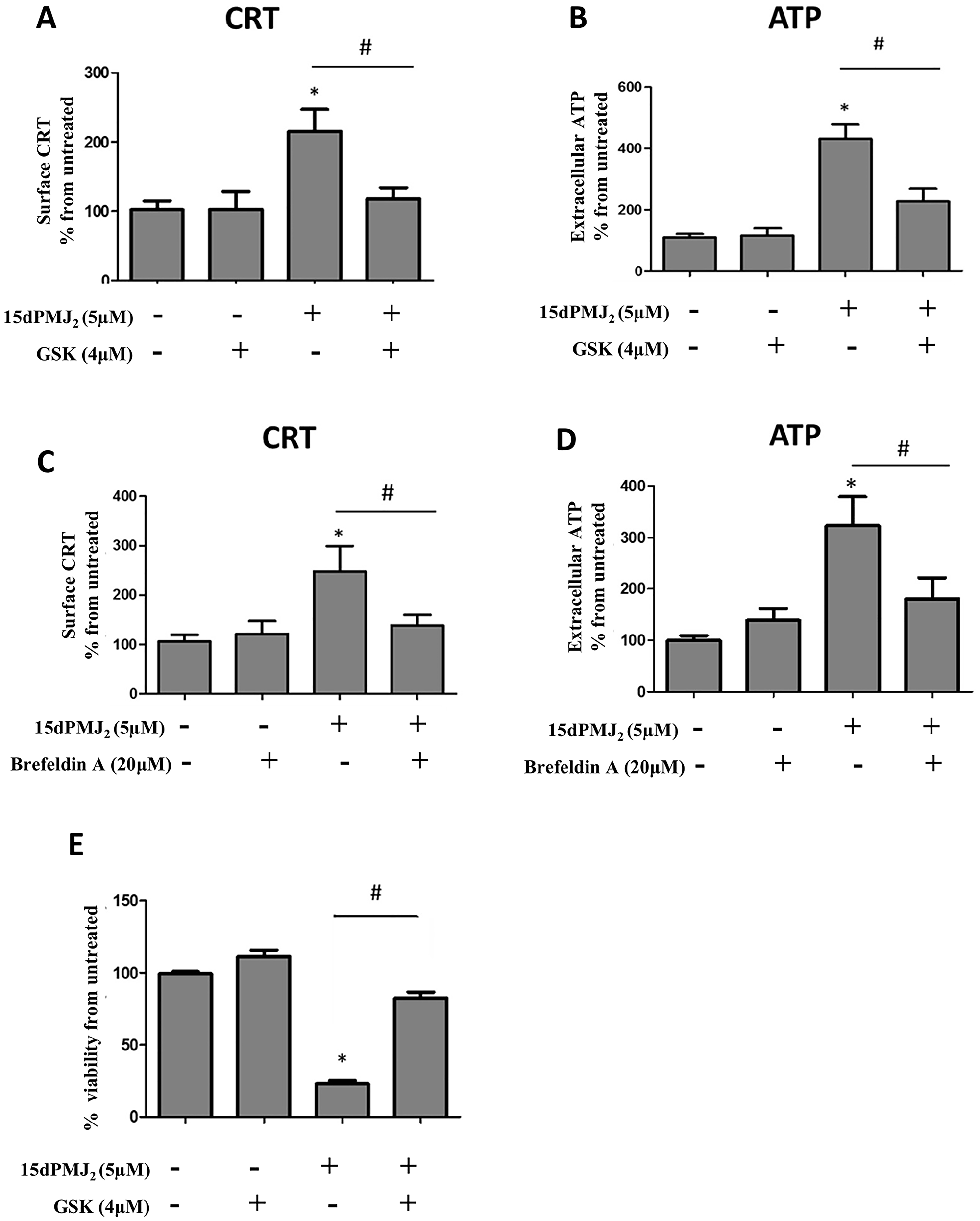 ER stress is required for 15dPMJ2-induced DAMP expression