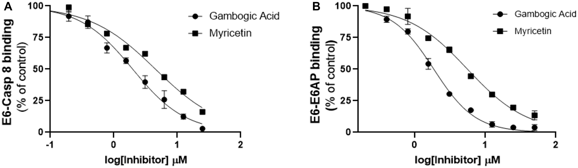 Follow-up characterization of specificity and activity of gambogic acid for E6 binding inhibition