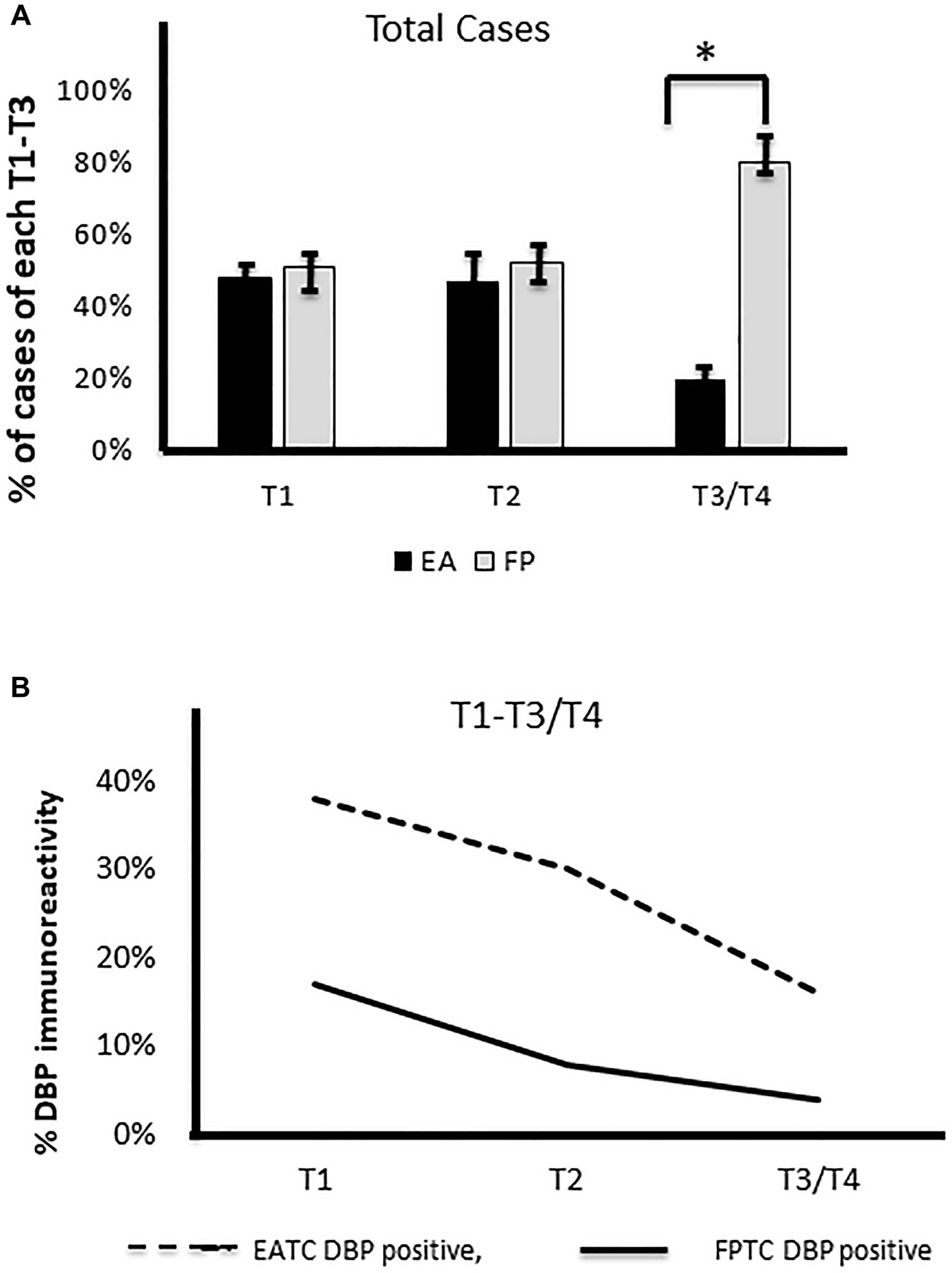 Correlation of DBP staining with staging