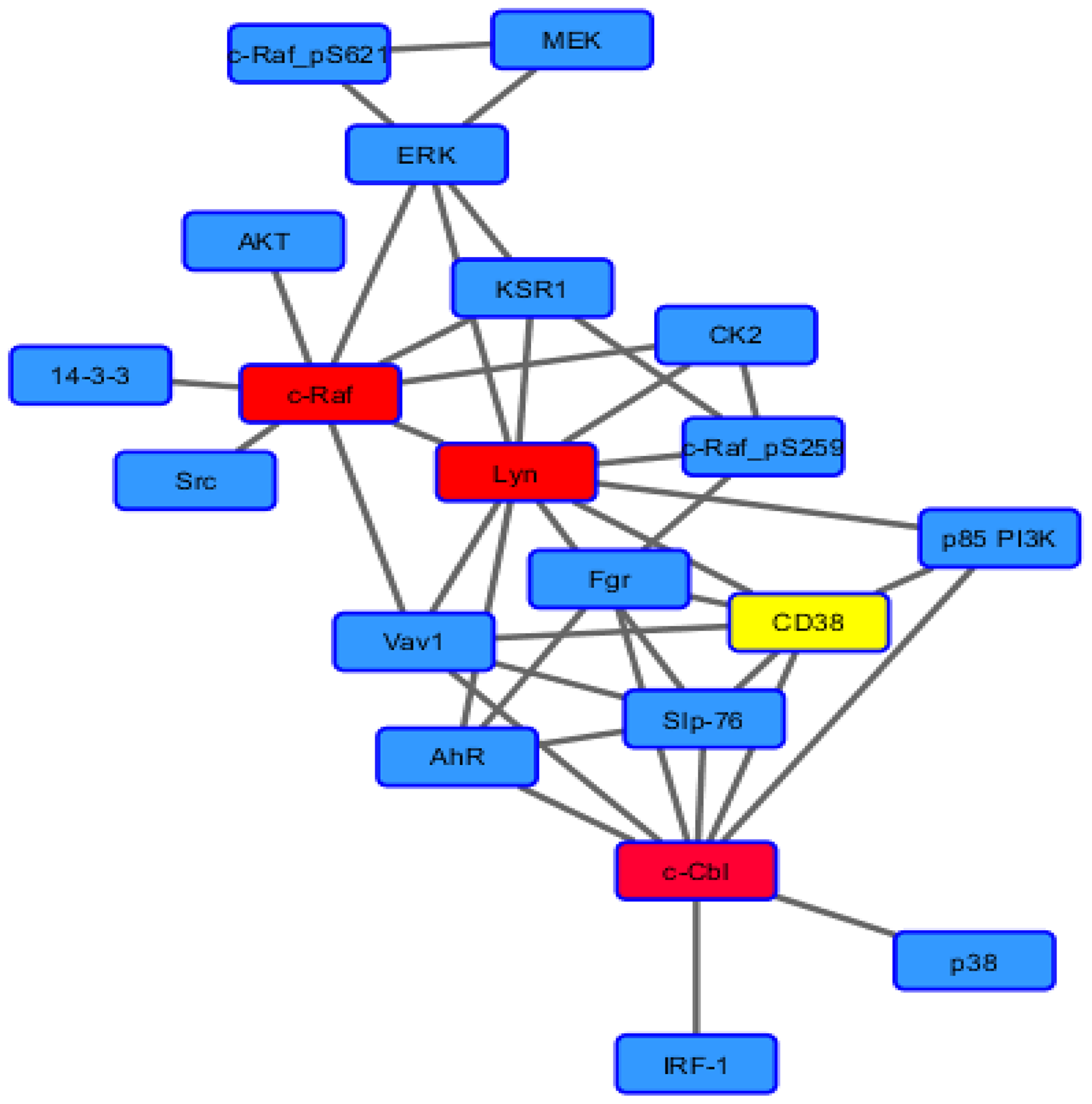 Force node diagram of known binary interactions among signalosome components