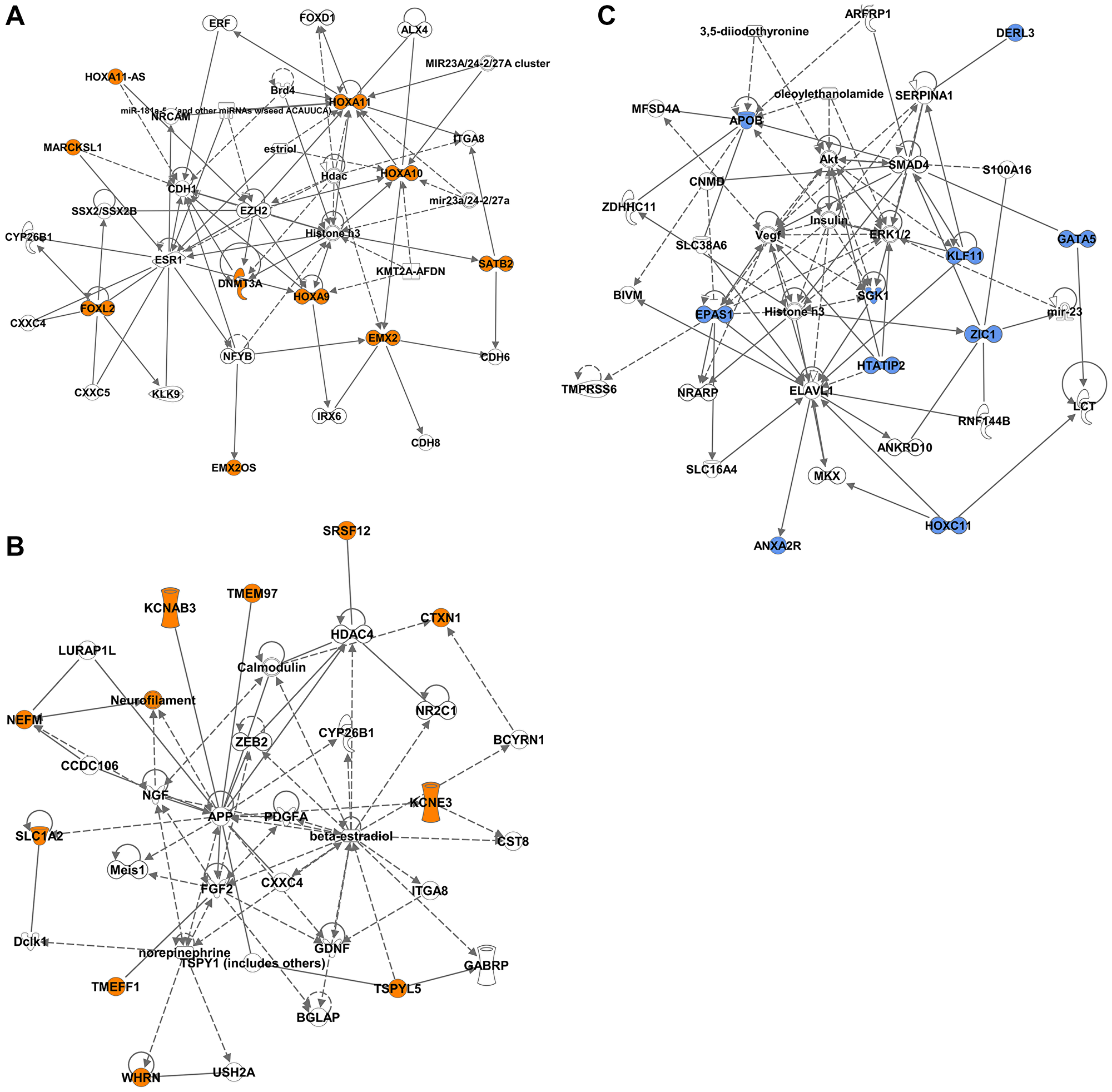 Network analysis of the DM-DEGs associated with STLMS-Hypermethylated-Downregulated and ULMS-Hypermethylated-Downregulated groups