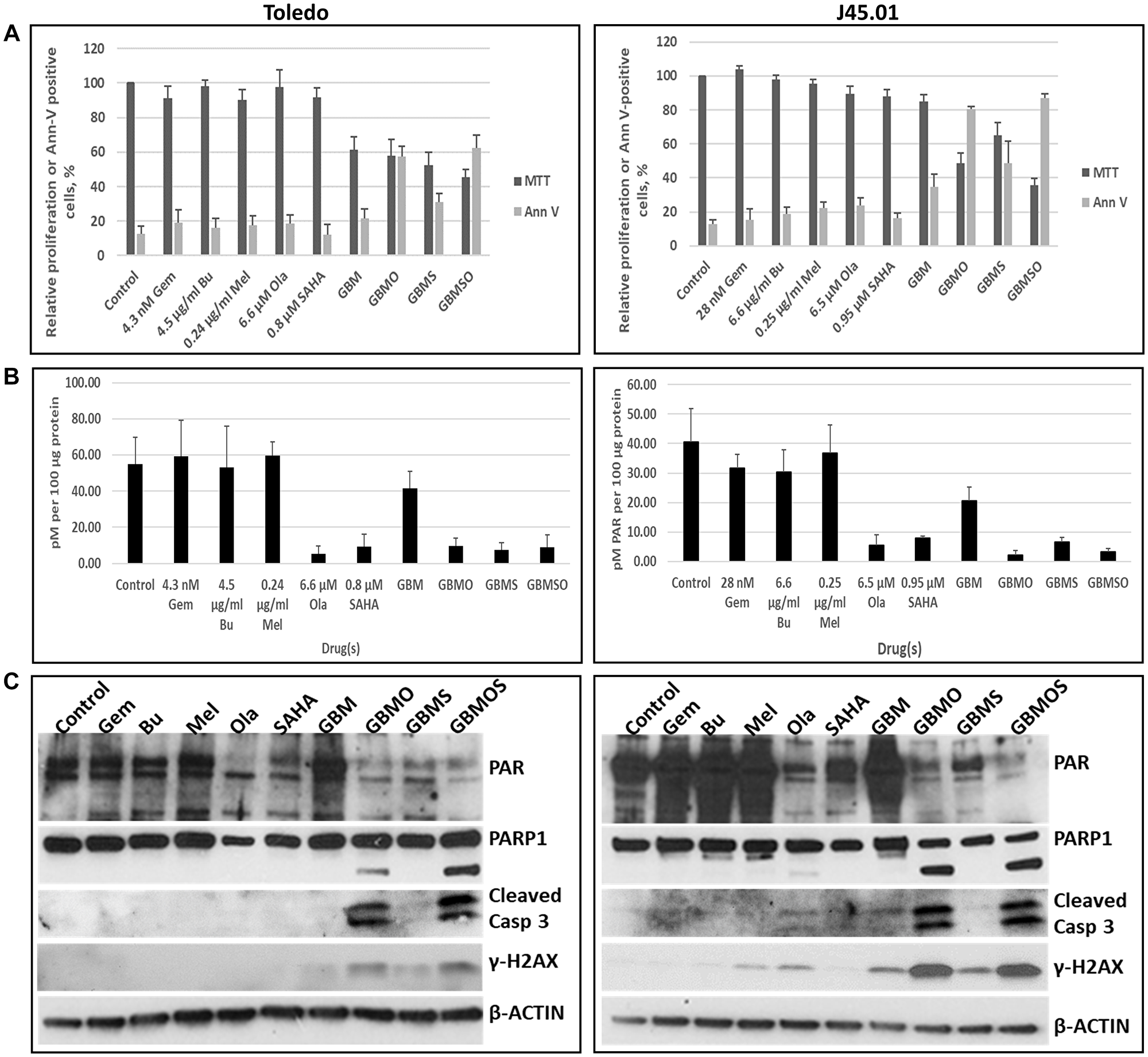 HDAC and PARP inhibitors enhance the cytotoxicity of nucleoside analog-alkylating agents in combination