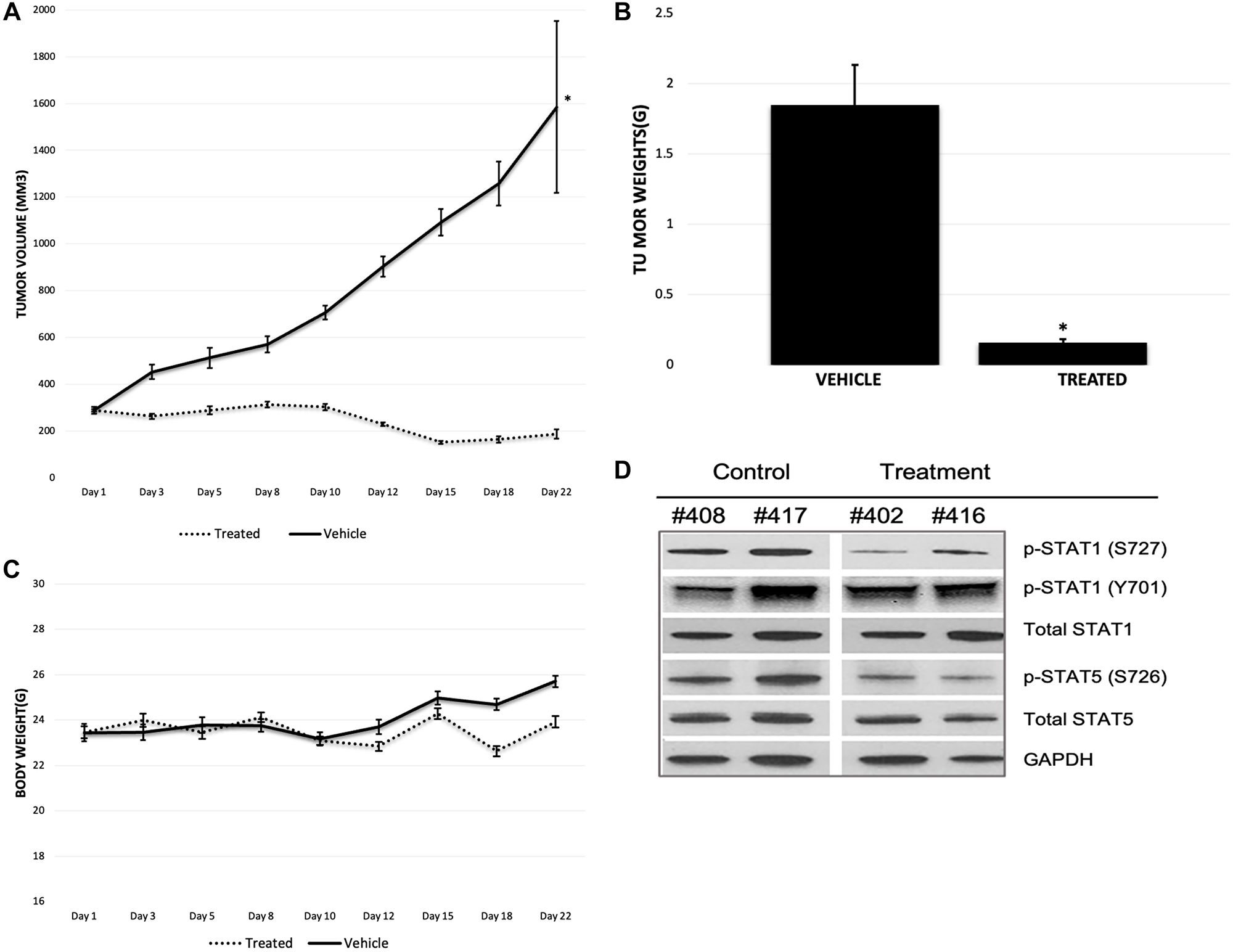 (A) Tumor growth of MOLM-14 xenograft model. Treatment group is represented with dashed line. Vehicle group is represented with straight line. *P $!--ESC