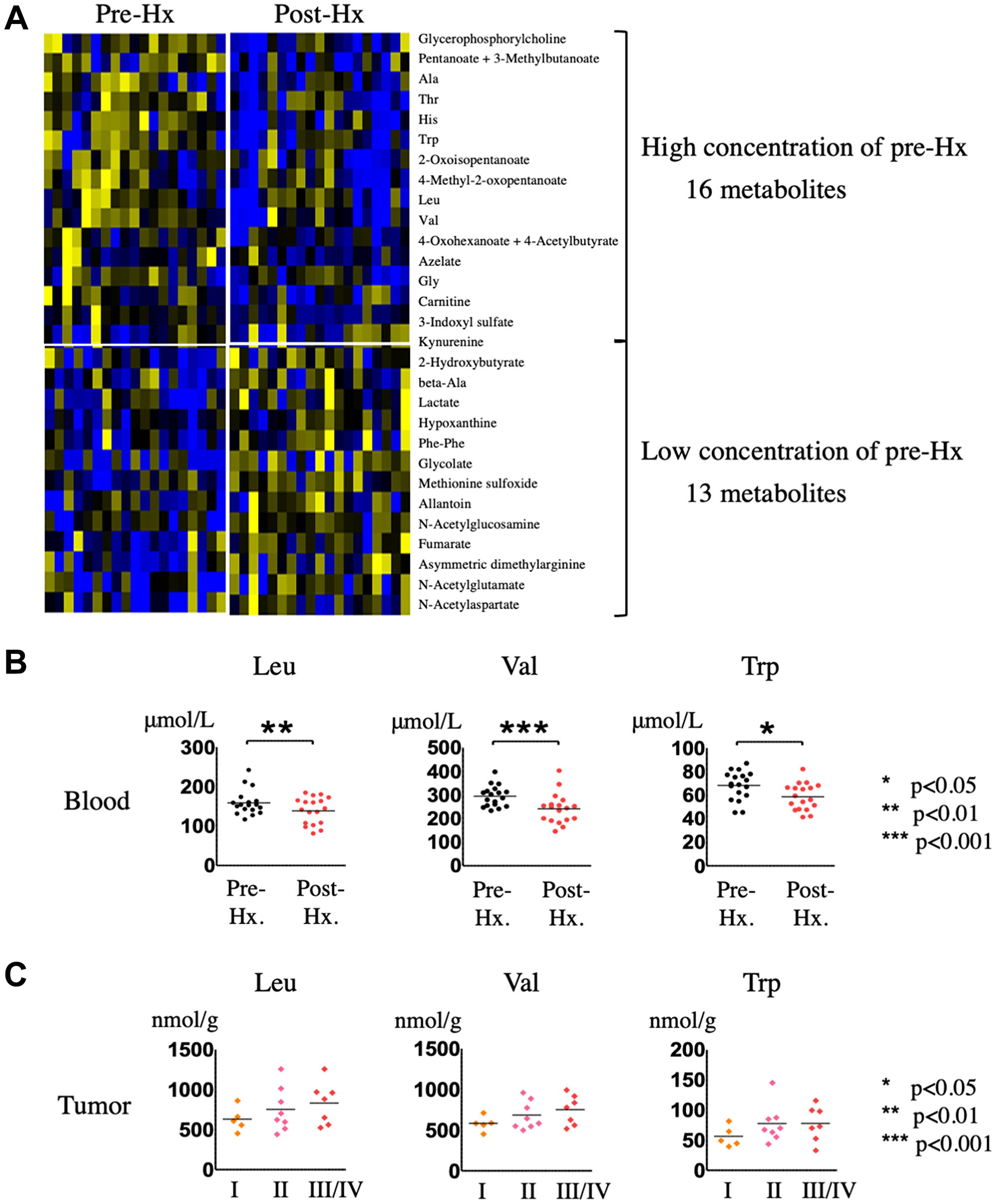 Identification and quantification of serum metabolites in HCC patients before and after hepatectomy