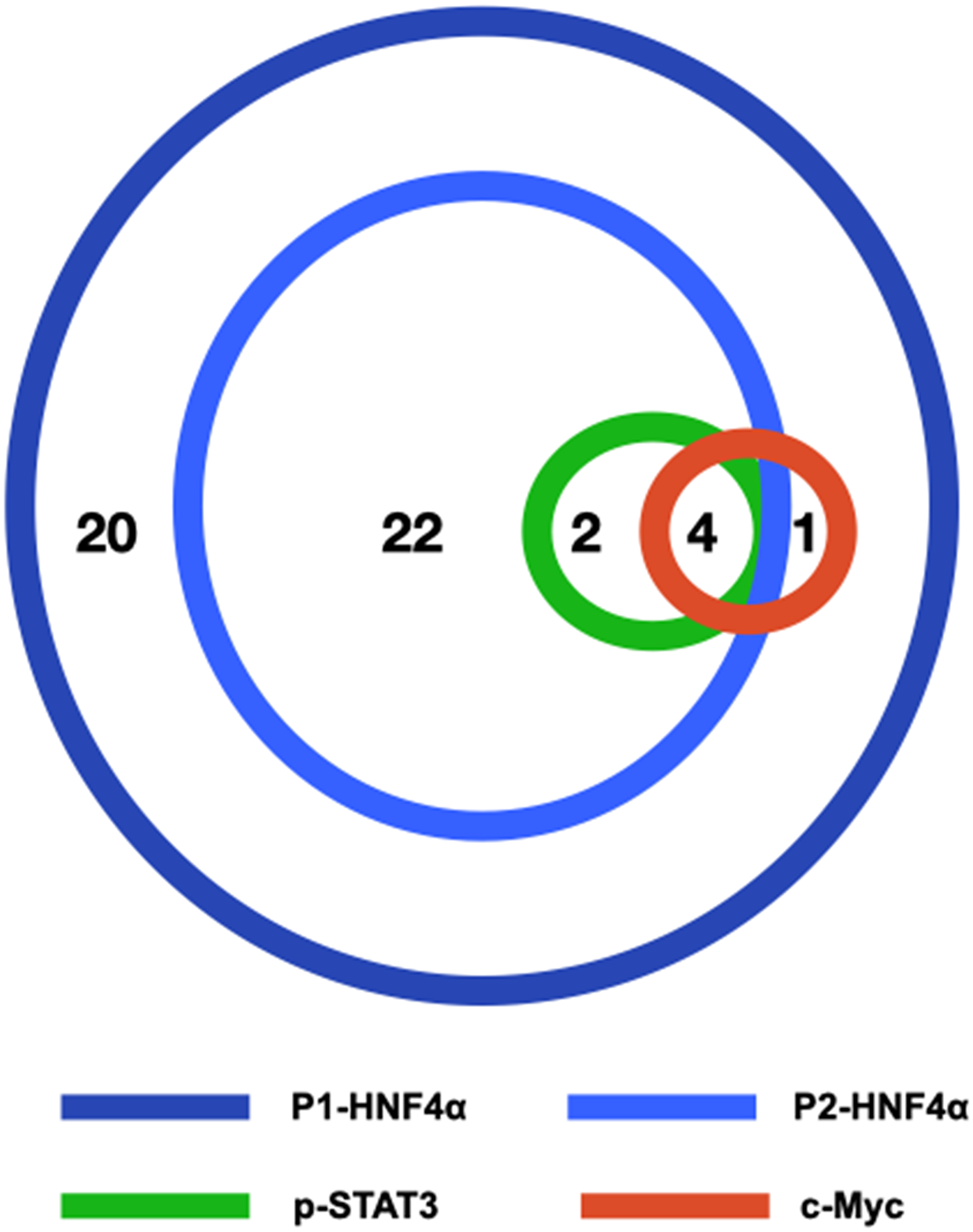 Schematic figure illustrating the relationships of P1-HNF4α, P2-HNF4α, p-STAT3 and c-Myc in our series of 49 liver biopsies with NAFLD