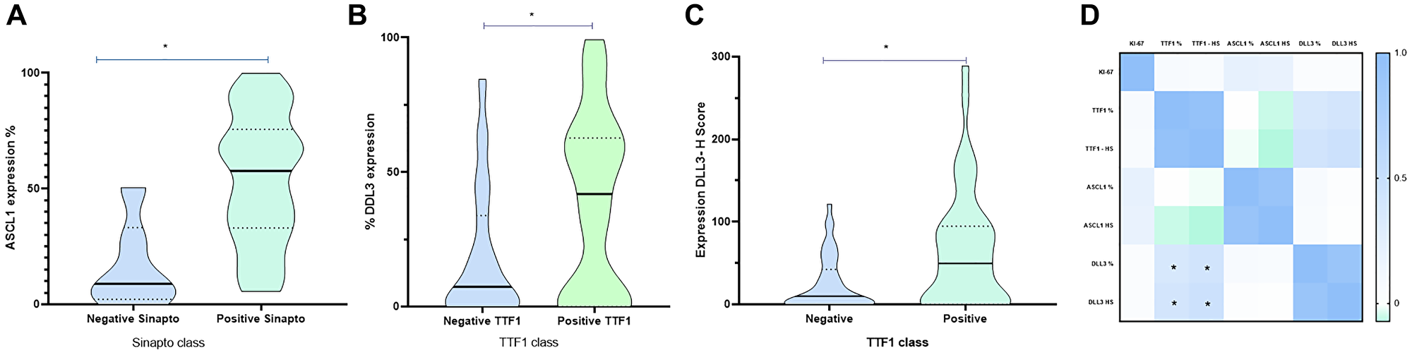 Immunoexpression of TTF1, ASCL1 and DLL3 in patients with SLCL