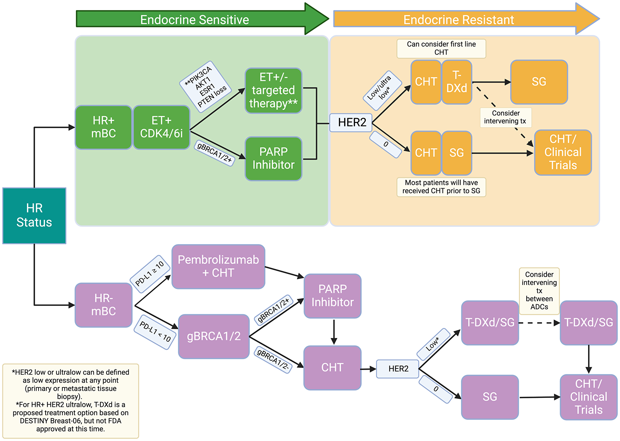 Proposed treatment algorithm by HR status