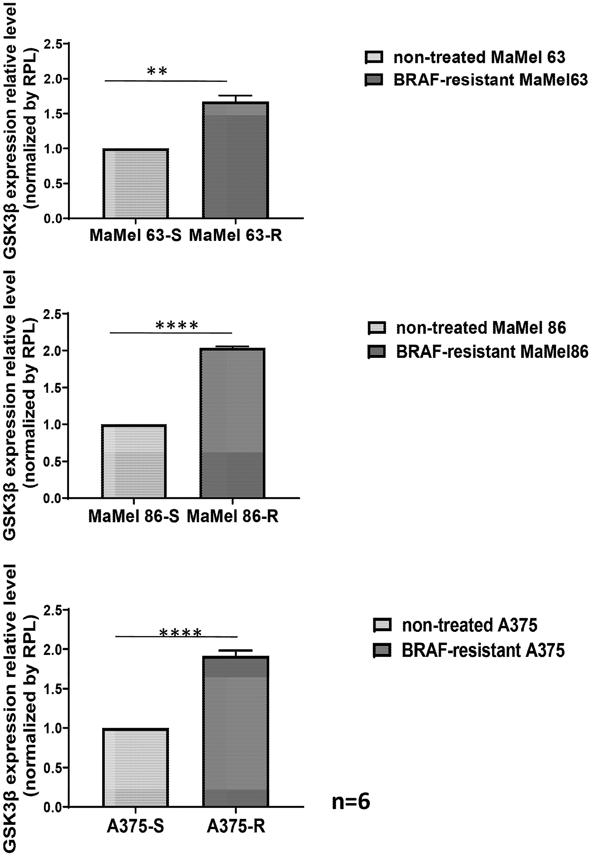 Acquired BRAF resistance leads to increased GSK3β expression