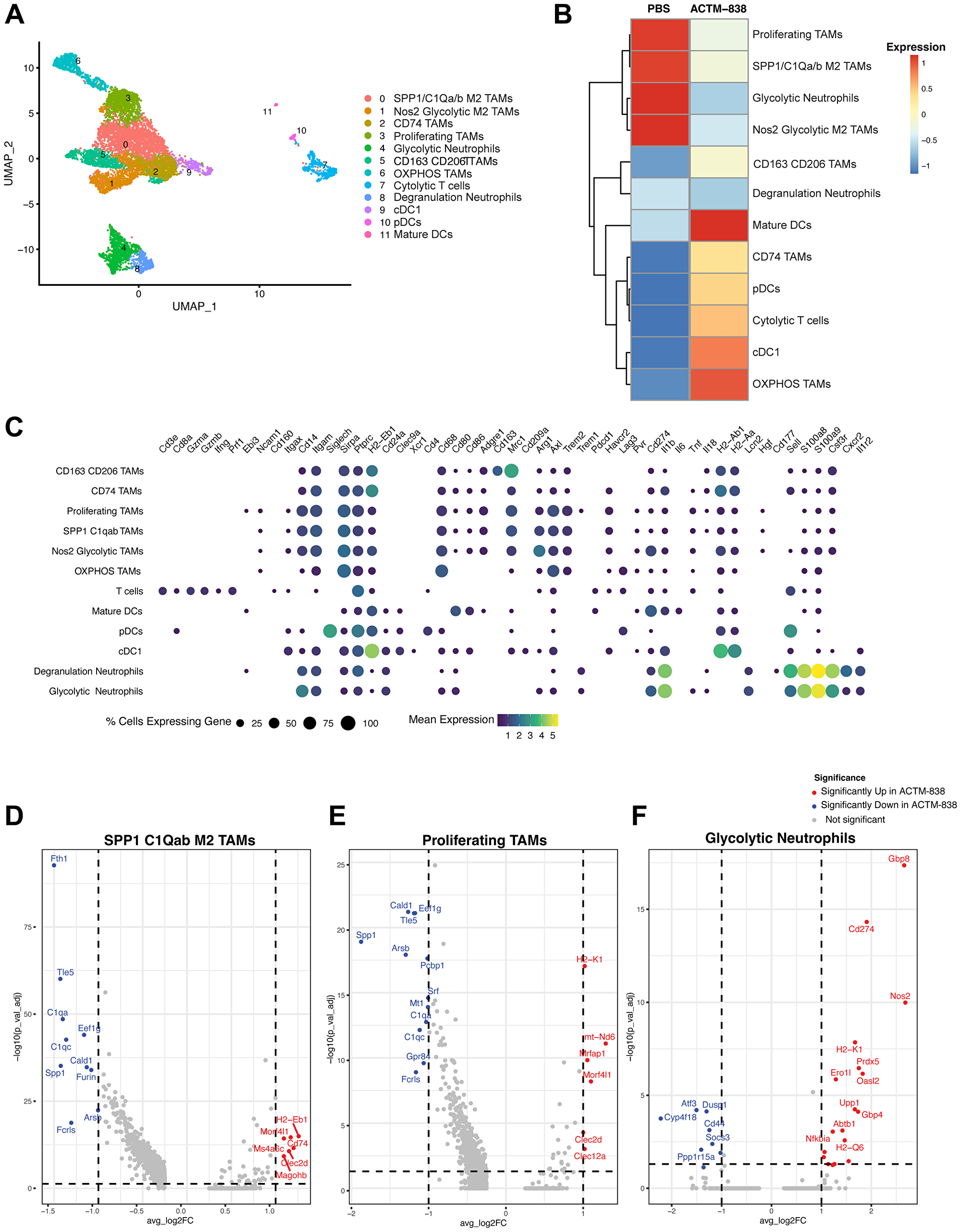 Single cell RNAseq analysis identifies novel myeloid subsets with ACTM-838 treatment
