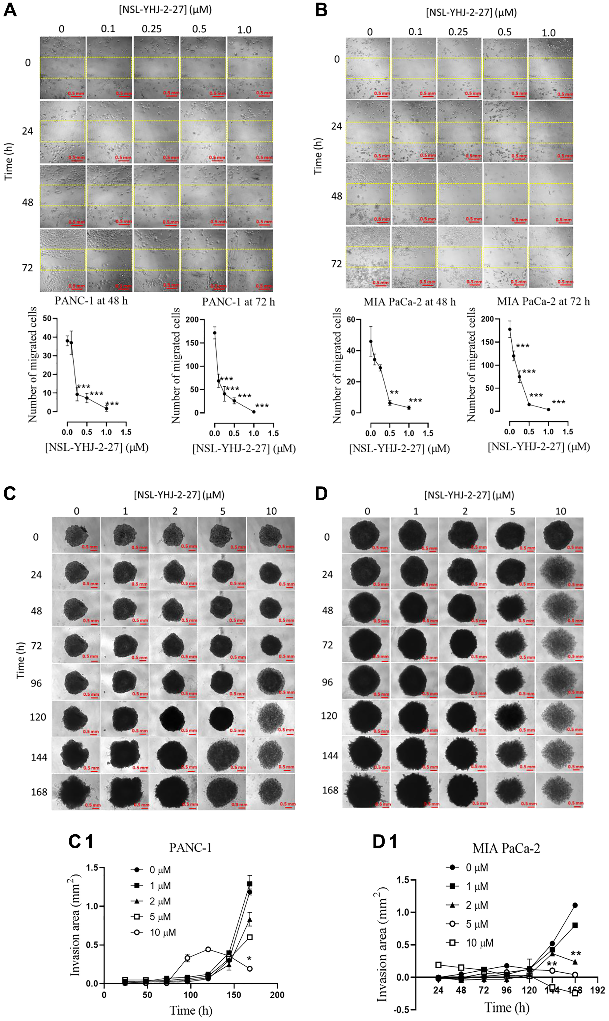 PCAIs inhibit the migration and 3D spheroid invasion of pancreatic cancer cells